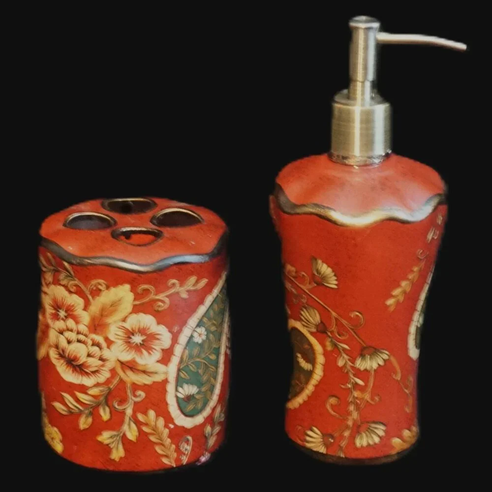 Burgandy Bathroom Accessories Bundle Soap Dish Toothbrush Holder Soap Dispenser